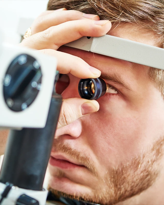 Closeup Of Patient Undergoing Detailed Eye Examination